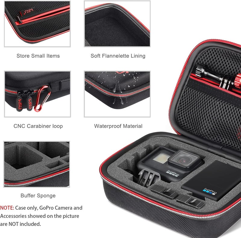 HSU Small Case for GoPro Hero 13/12/11/10/9/8/7/6/5 Black, Carrying Case for Action Cameras and GoPro Accessories(Small Size Red) - Image 4